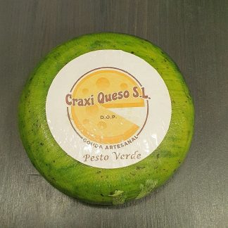 Craxi green pesto baby gouda cheese, Dutch farm Gouda cheese with green pesto baby wheel weight 1000 gr.