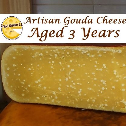Aged artisan Gouda cheese 36 months with crystals. Artisanal Dutch 3 years old Gouda farmer's cheese made from raw cow's milk